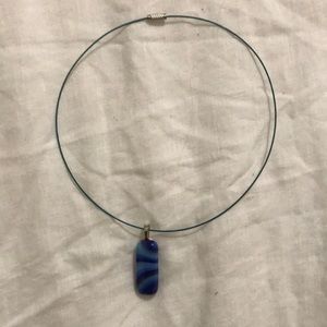 Glass and silver pendant necklace